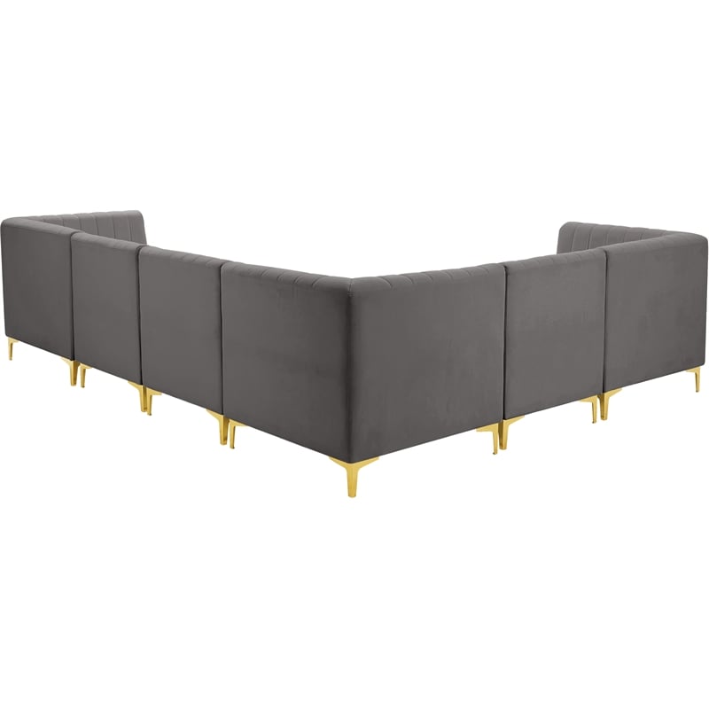 Meridian Furniture Alina Grey Velvet Modular Sectional