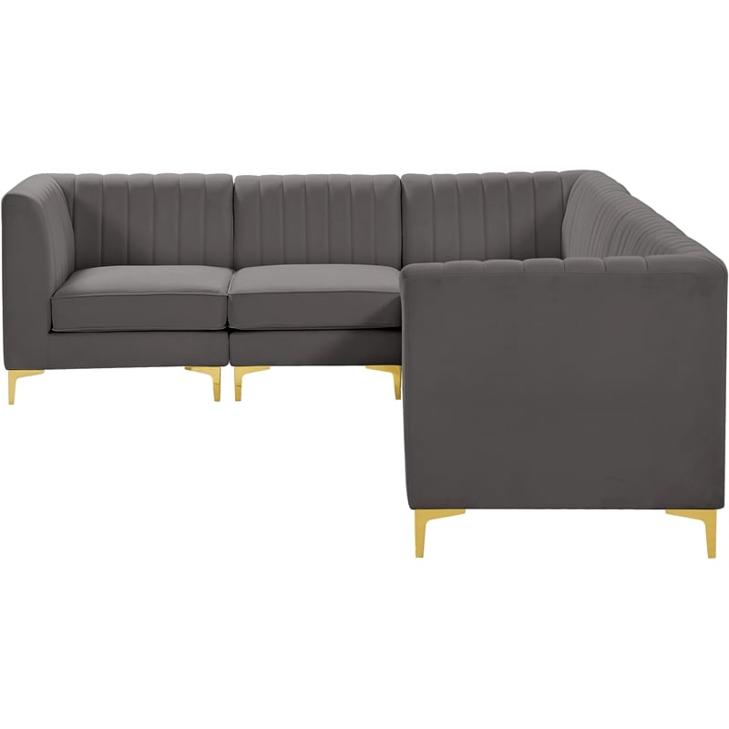 Meridian Furniture Alina Grey Velvet Modular Sectional