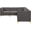 Meridian Furniture Alina Grey Velvet Modular Sectional