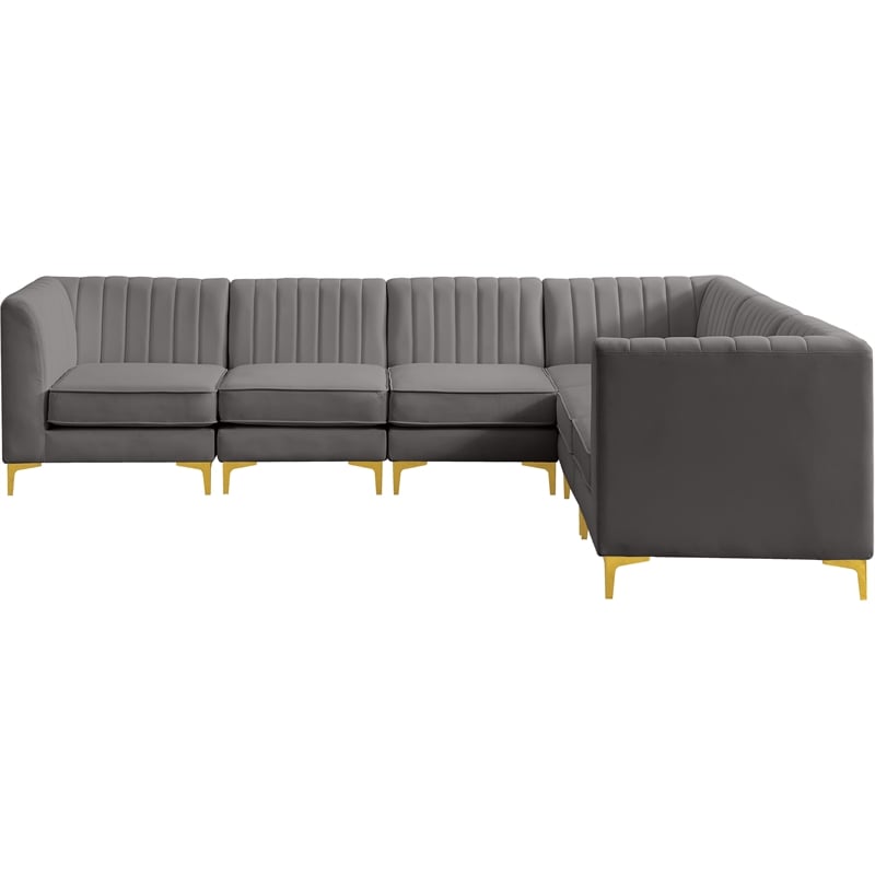 Meridian Furniture Alina Grey Velvet Modular Sectional