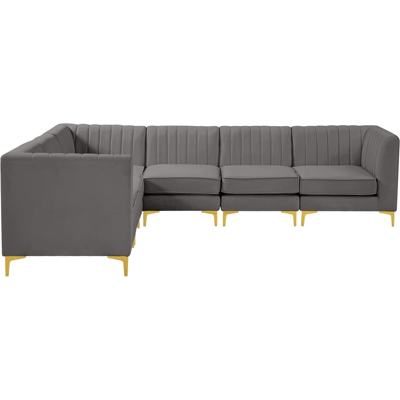 Meridian Furniture Alina Grey Velvet Modular Sectional