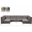 Meridian Furniture Alina Grey Velvet Modular Sectional