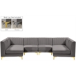 Meridian Furniture Alina Grey Velvet Modular Sectional