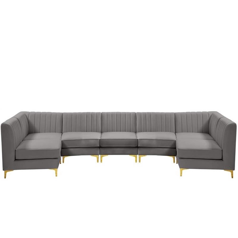 Meridian Furniture Alina Grey Velvet Modular Sectional