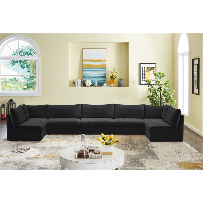 Meridian Furniture Jacob Black Velvet Modular Sectional