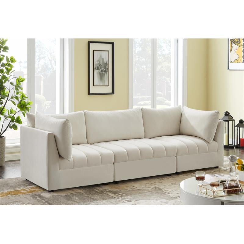 Meridian Furniture Jacob Cream Velvet Modular Sofa