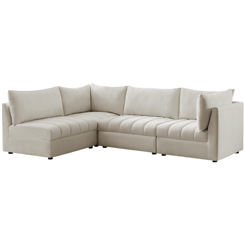 Meridian Furniture Jacob Cream Velvet Modular Sectional