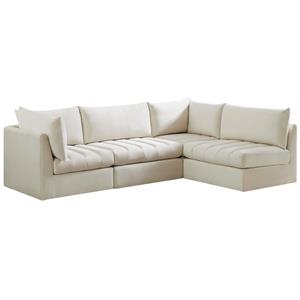 meridian furniture jacob cream velvet modular sectional