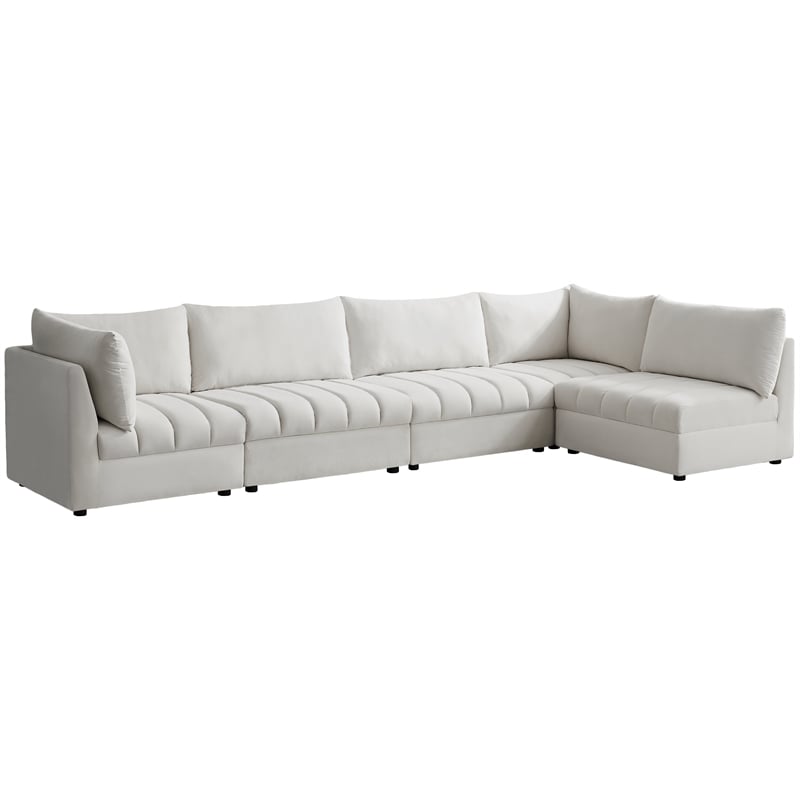 Meridian Furniture Jacob Cream Velvet Modular Sectional