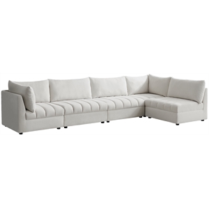 meridian furniture jacob cream velvet modular sectional