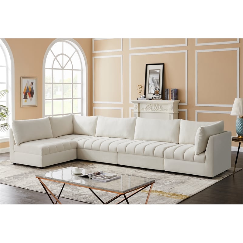 Meridian Furniture Jacob Cream Velvet Modular Sectional