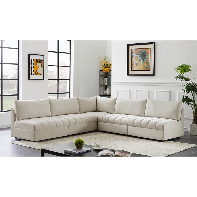 Meridian Furniture Jacob Cream Velvet Modular Sectional