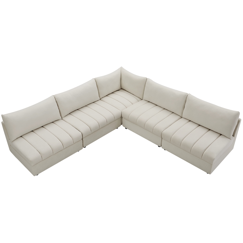 Meridian Furniture Jacob Cream Velvet Modular Sectional