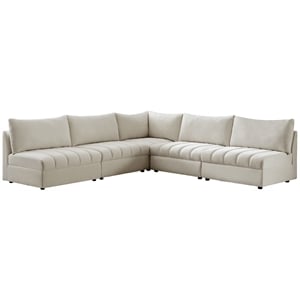 meridian furniture jacob cream velvet modular sectional