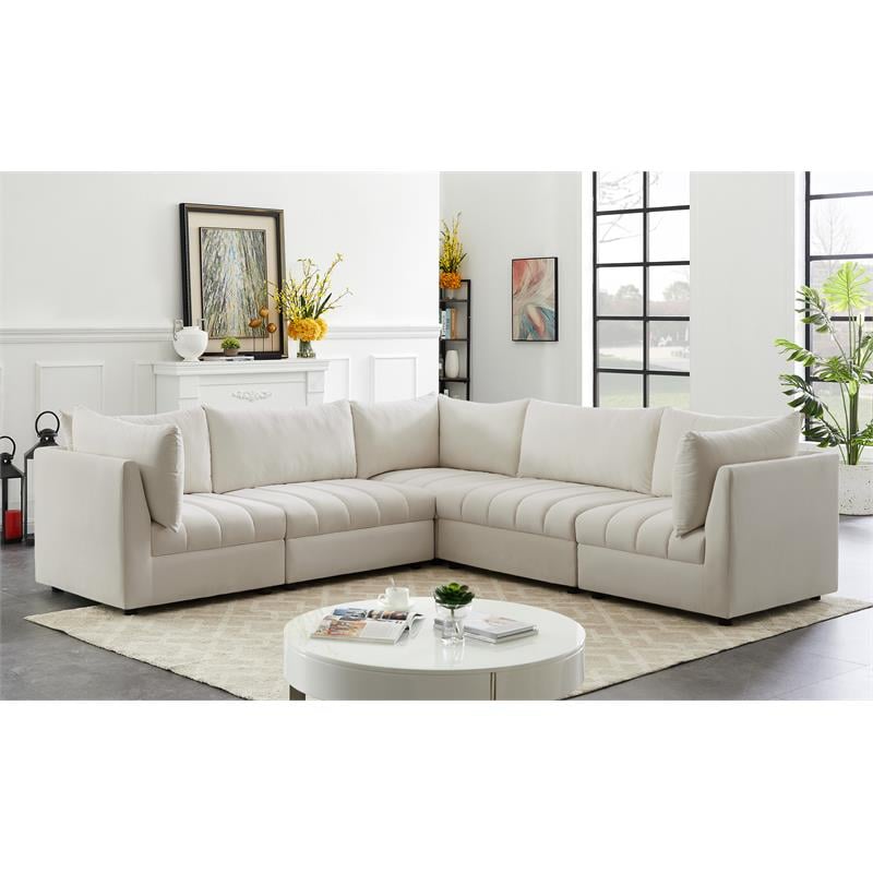 Meridian Furniture Jacob Cream Velvet Modular Sectional