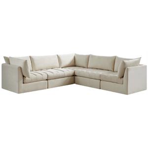 meridian furniture jacob cream velvet modular sectional