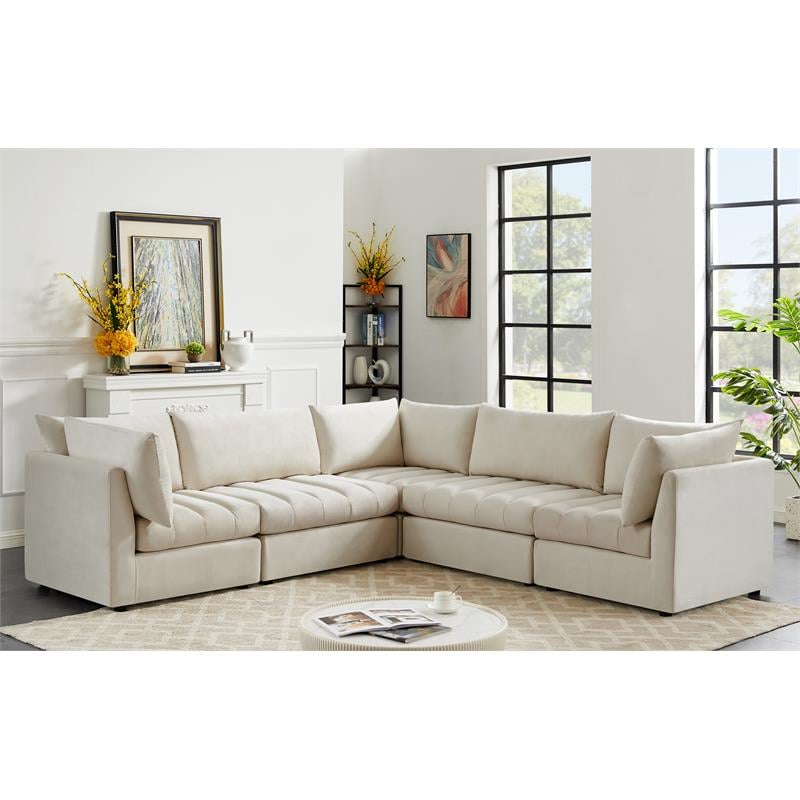 Meridian Furniture Jacob Cream Velvet Modular Sectional