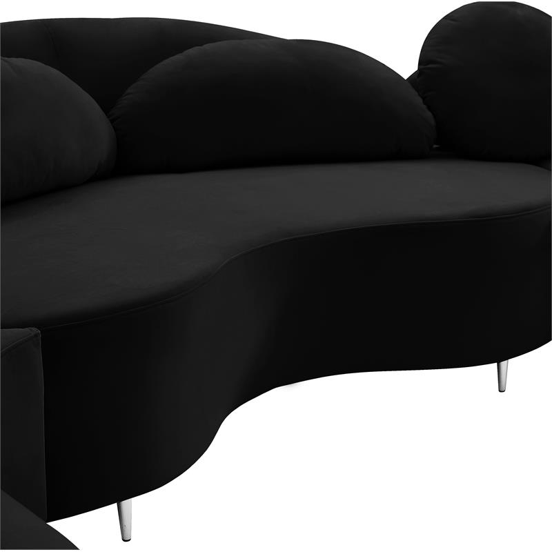 Meridian Furniture Vivacious Black Velvet 3pc. Sectional