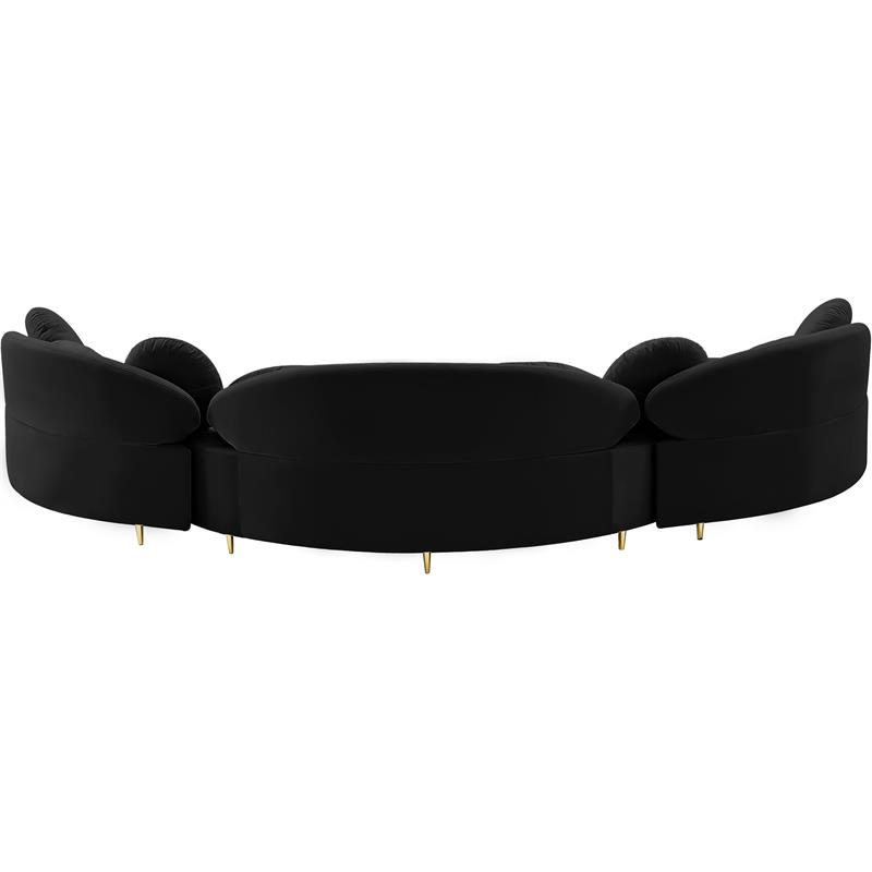 Meridian Furniture Vivacious Black Velvet 3pc. Sectional