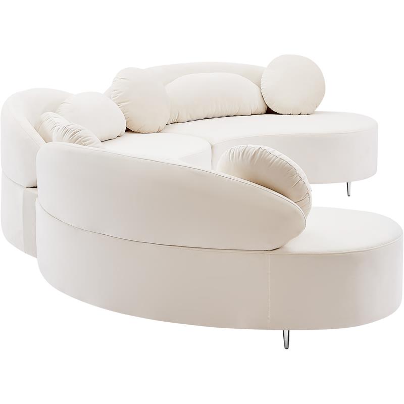 Meridian Furniture Vivacious Cream Velvet 3pc. Sectional