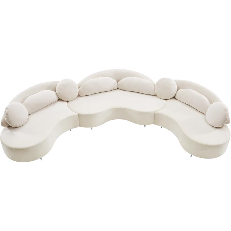 Meridian Furniture Vivacious Cream Velvet 3pc. Sectional