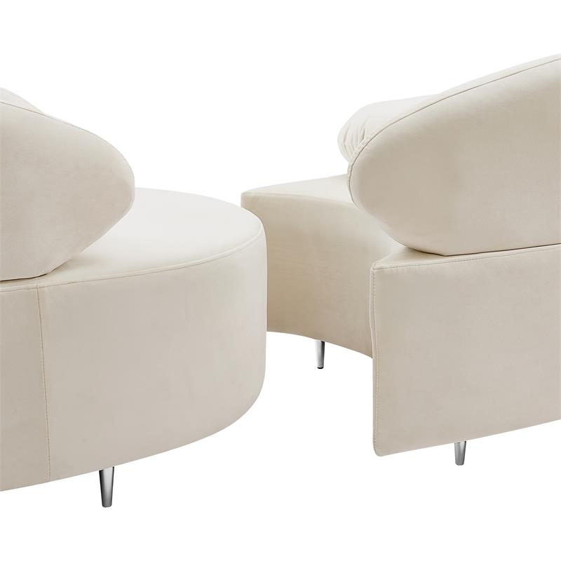 Meridian Furniture Vivacious Cream Velvet 3pc. Sectional
