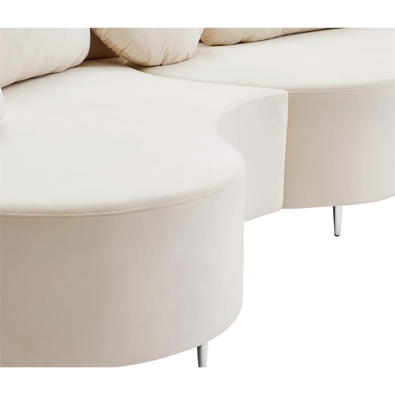 Meridian Furniture Vivacious Cream Velvet 3pc. Sectional