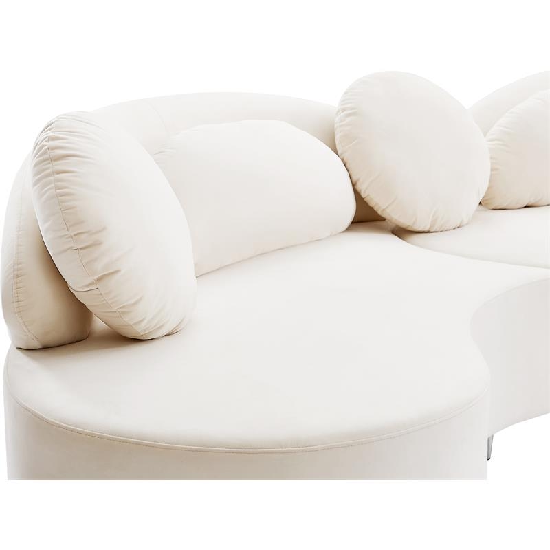 Meridian Furniture Vivacious Cream Velvet 3pc. Sectional
