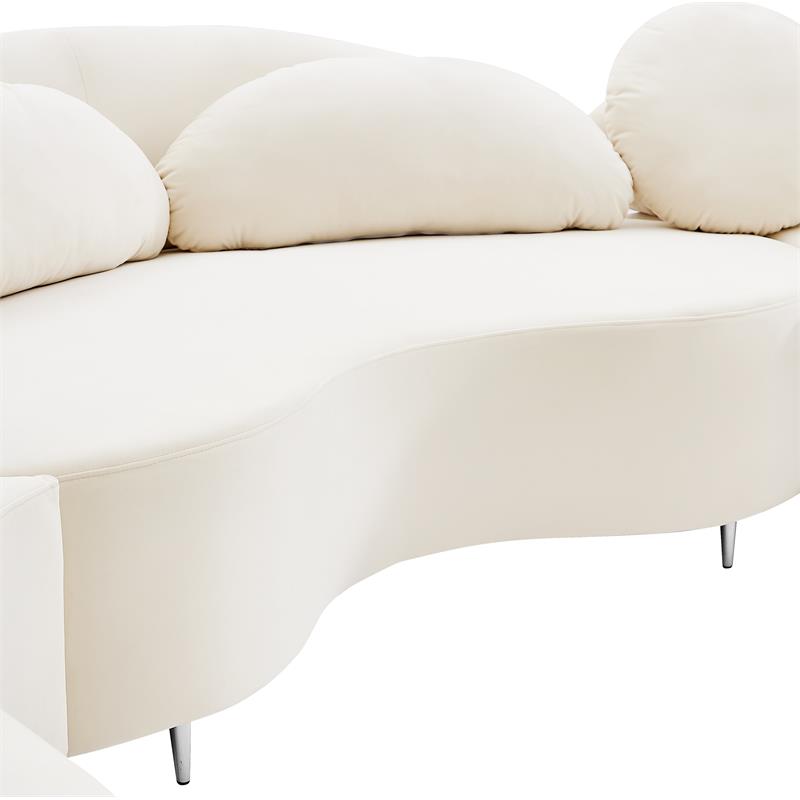 Meridian Furniture Vivacious Cream Velvet 3pc. Sectional