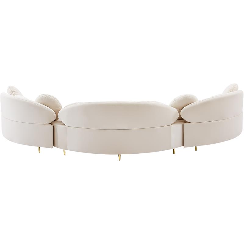 Meridian Furniture Vivacious Cream Velvet 3pc. Sectional