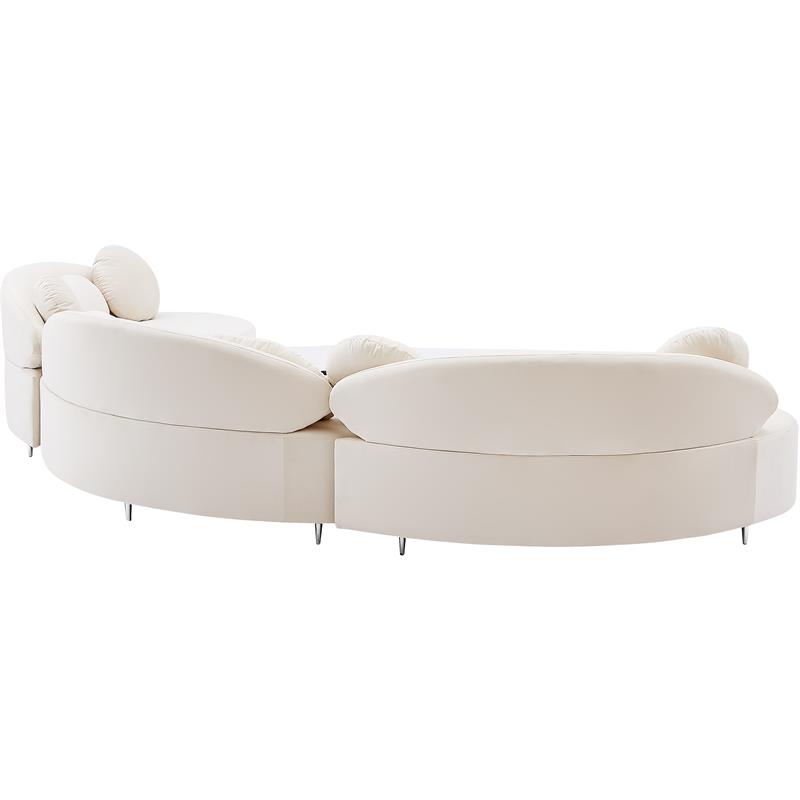 Meridian Furniture Vivacious Cream Velvet 3pc. Sectional