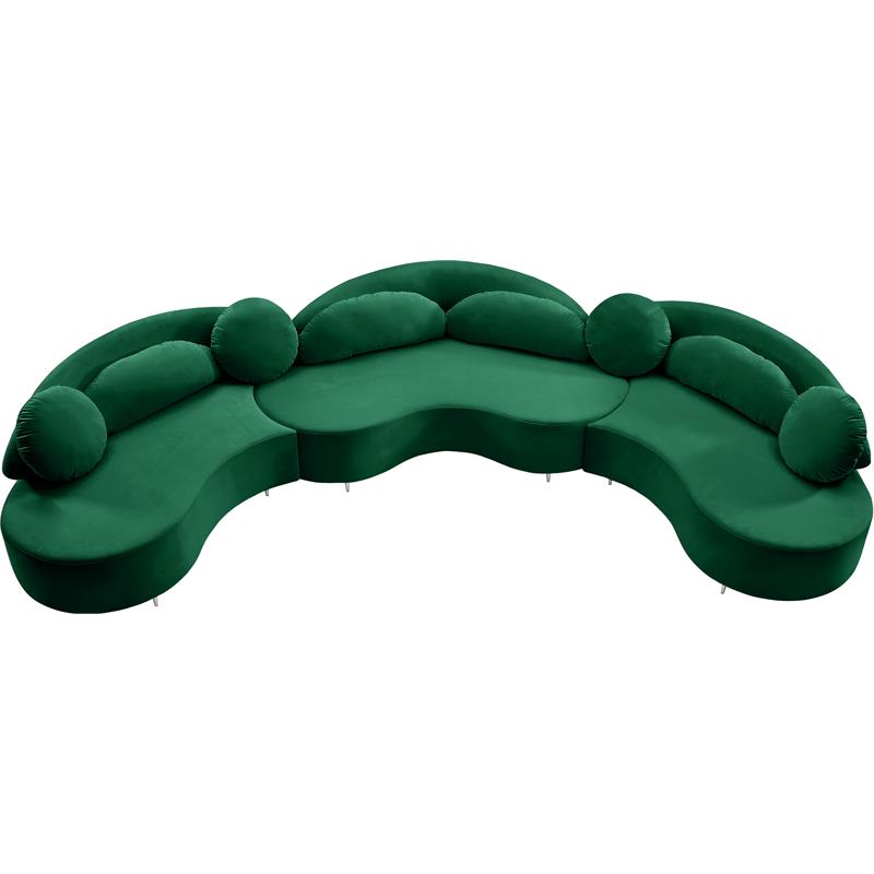 Meridian Furniture Vivacious Green Velvet 3pc. Sectional