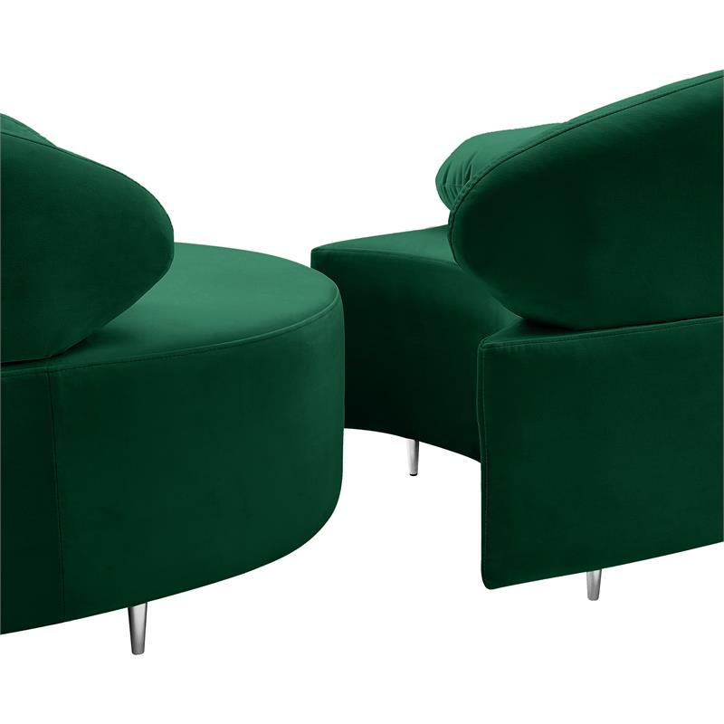 Meridian Furniture Vivacious Green Velvet 3pc. Sectional