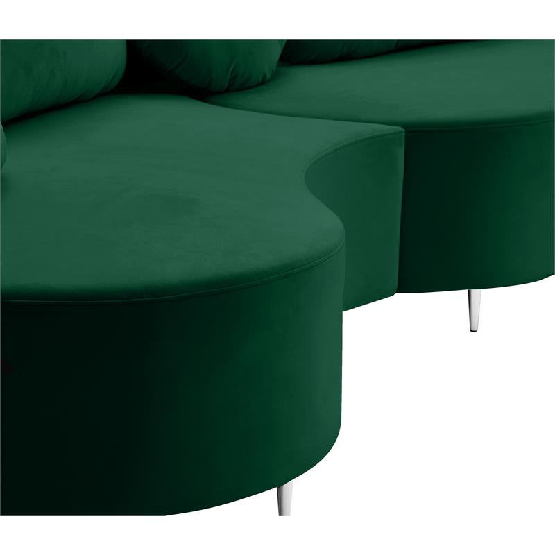Meridian Furniture Vivacious Green Velvet 3pc. Sectional