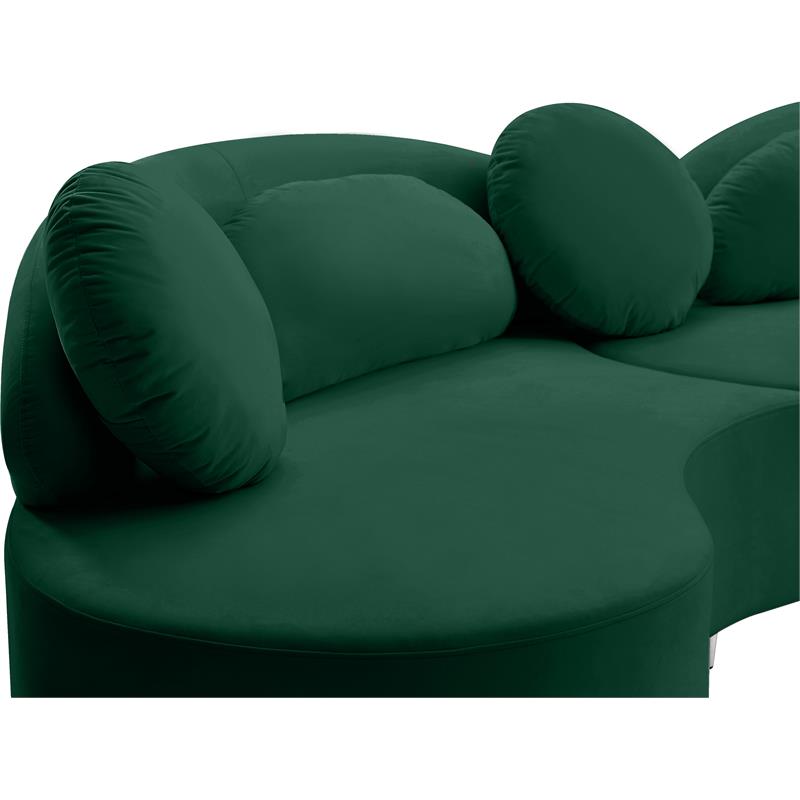 Meridian Furniture Vivacious Green Velvet 3pc. Sectional
