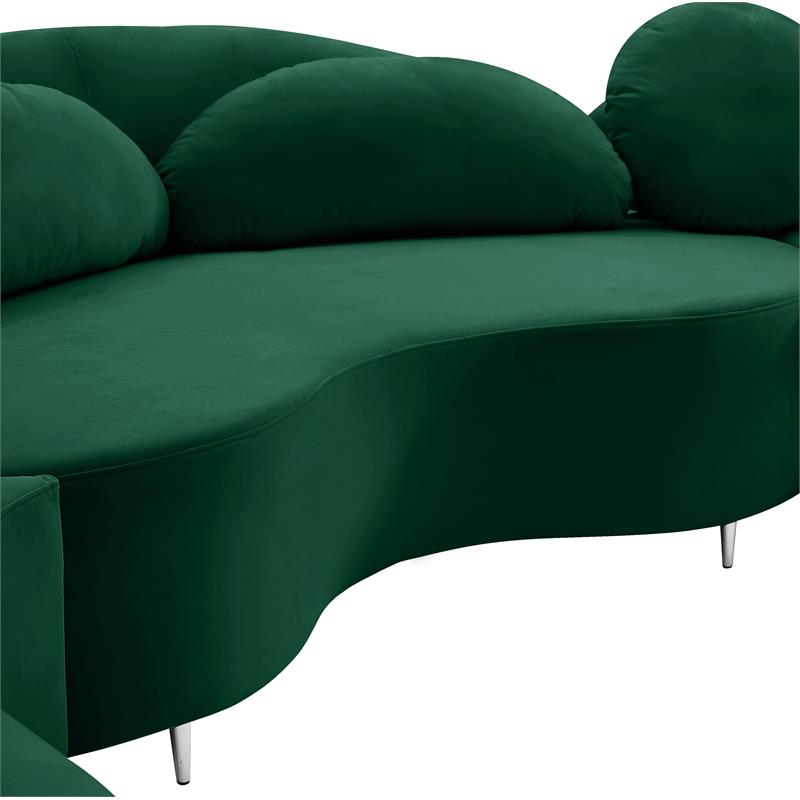 Meridian Furniture Vivacious Green Velvet 3pc. Sectional