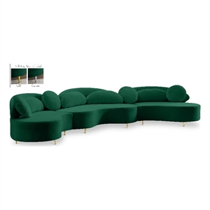 Meridian Furniture Vivacious Green Velvet 3pc. Sectional