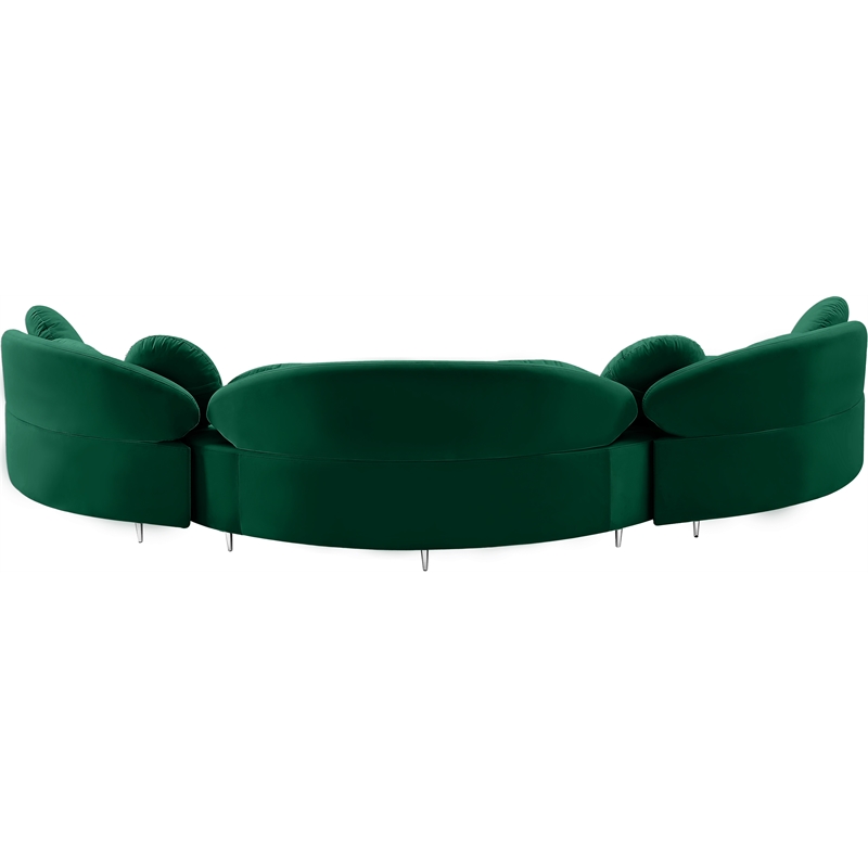 Meridian Furniture Vivacious Green Velvet 3pc. Sectional