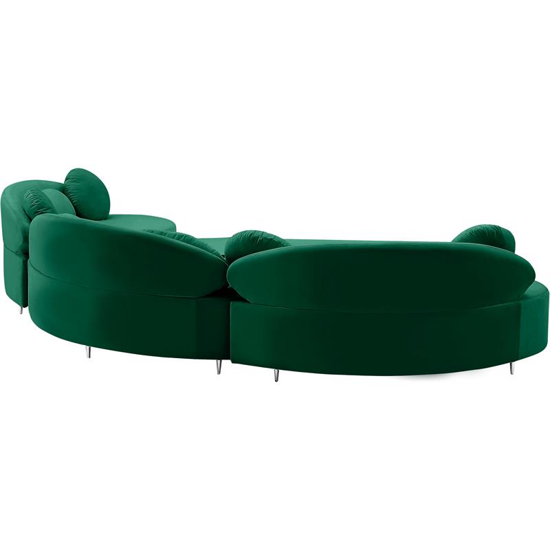 Meridian Furniture Vivacious Green Velvet 3pc. Sectional