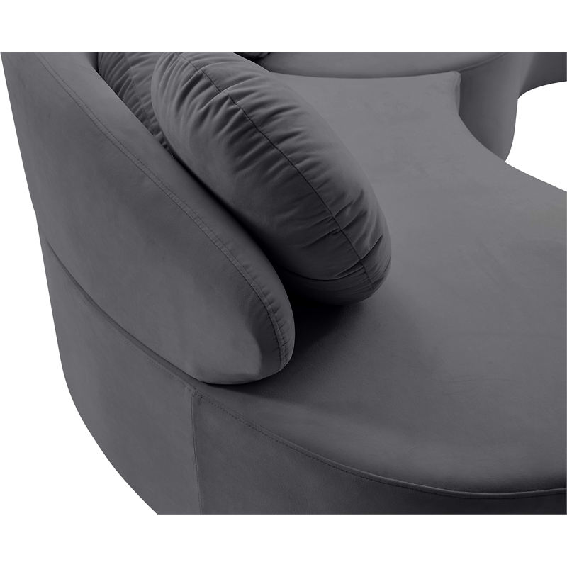 Meridian Furniture Vivacious Grey Velvet 3pc. Sectional