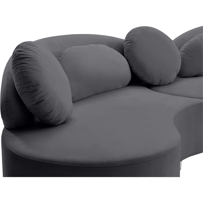 Meridian Furniture Vivacious Grey Velvet 3pc. Sectional