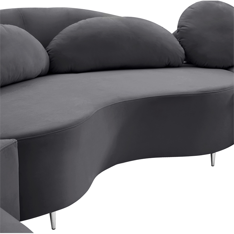 Meridian Furniture Vivacious Grey Velvet 3pc. Sectional