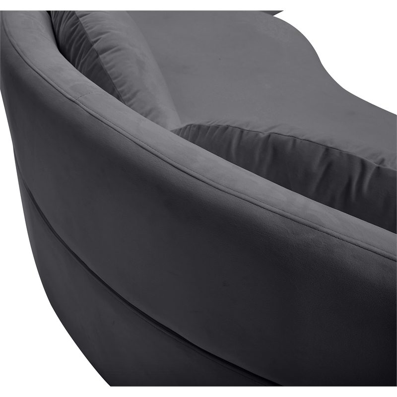 Meridian Furniture Vivacious Grey Velvet 3pc. Sectional