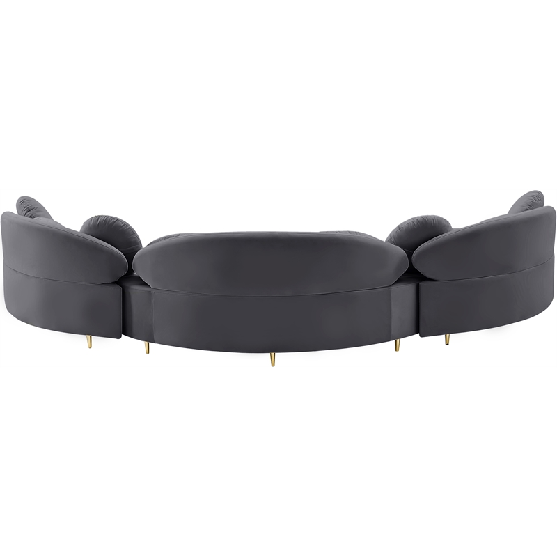 Meridian Furniture Vivacious Grey Velvet 3pc. Sectional
