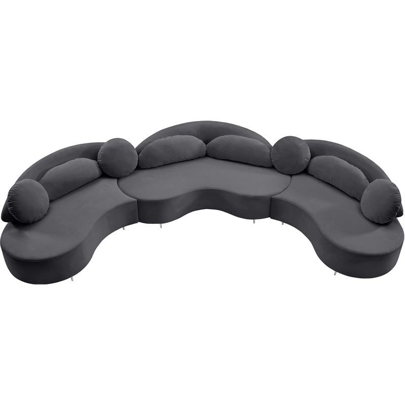 Meridian Furniture Vivacious Grey Velvet 3pc. Sectional