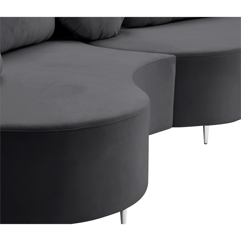 Meridian Furniture Vivacious Grey Velvet 3pc. Sectional