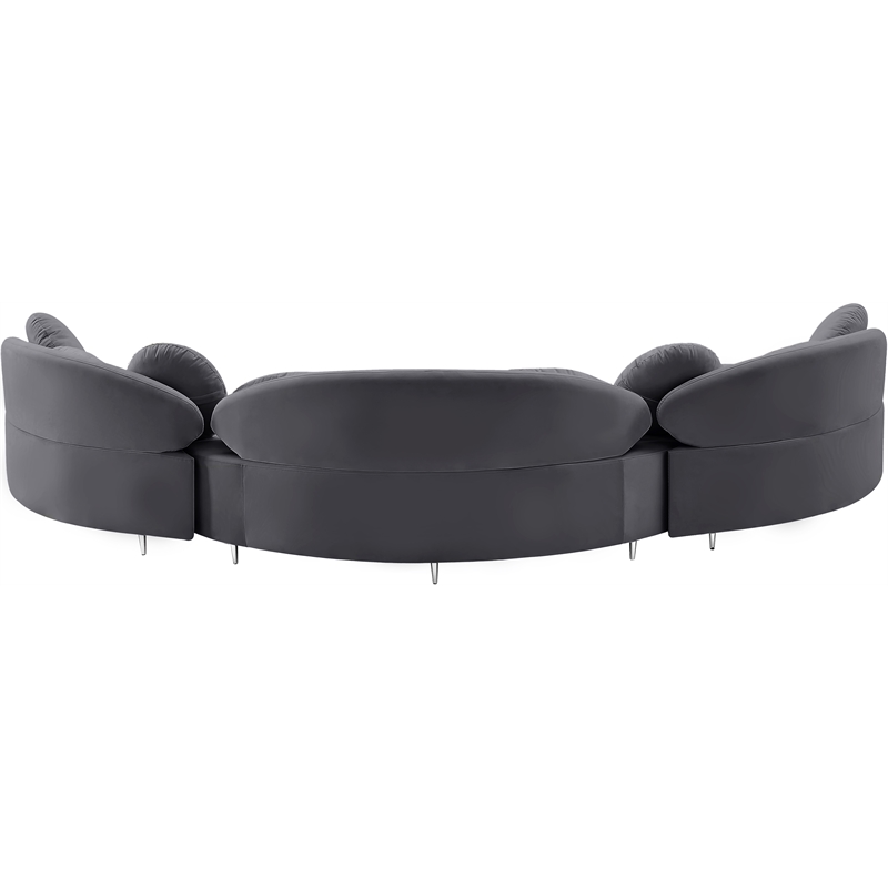 Meridian Furniture Vivacious Grey Velvet 3pc. Sectional