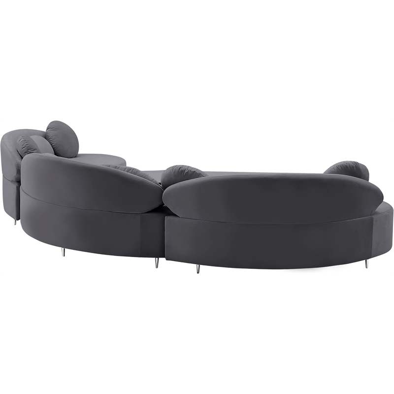 Meridian Furniture Vivacious Grey Velvet 3pc. Sectional