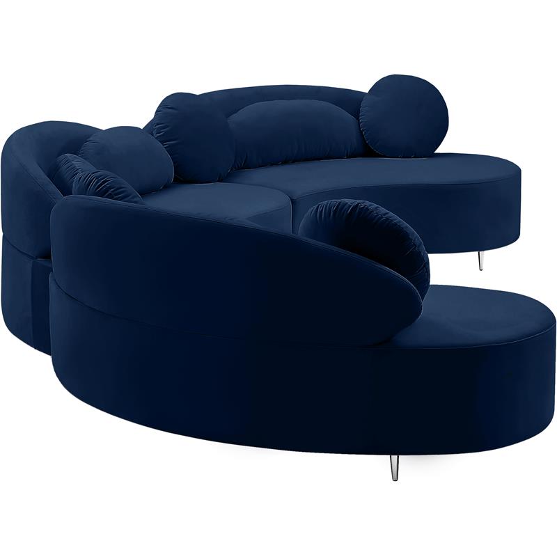 Meridian Furniture Vivacious Navy Velvet 3pc. Sectional