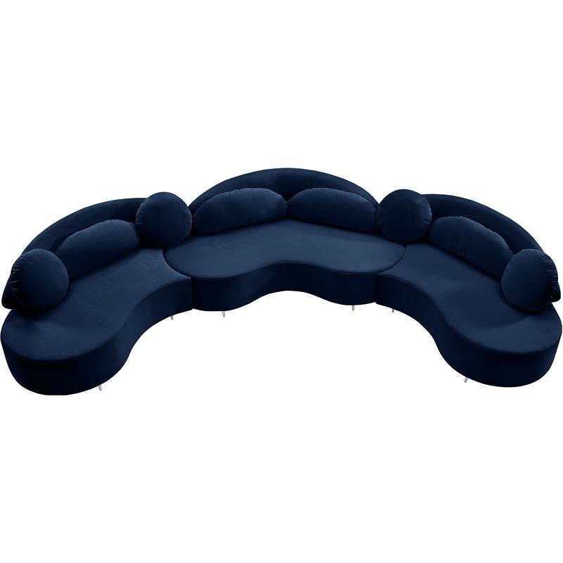 Meridian Furniture Vivacious Navy Velvet 3pc. Sectional